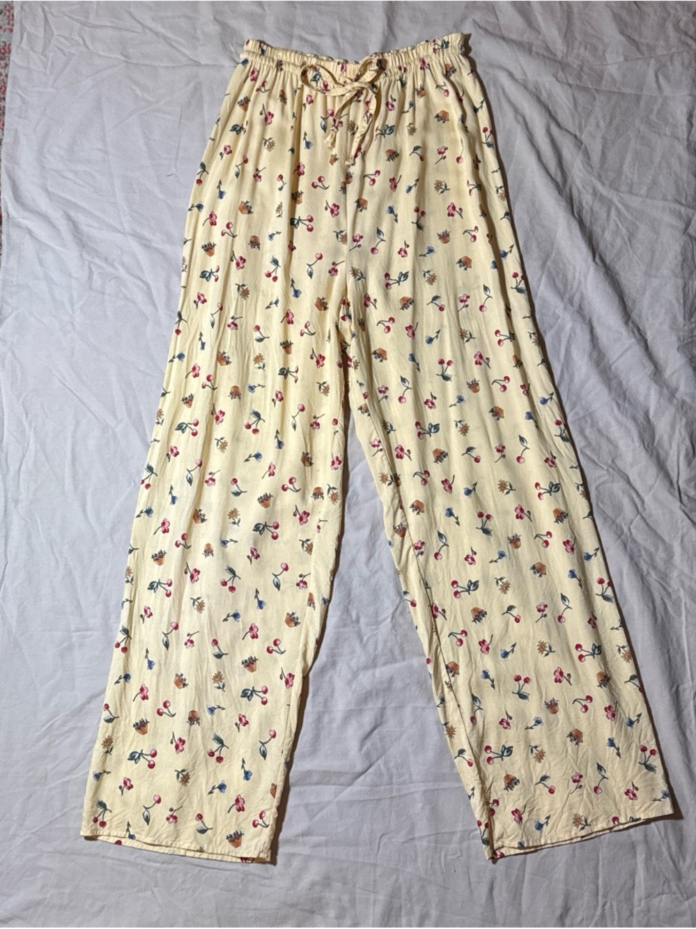 Yellow Floral Drawstring Lounge Pants